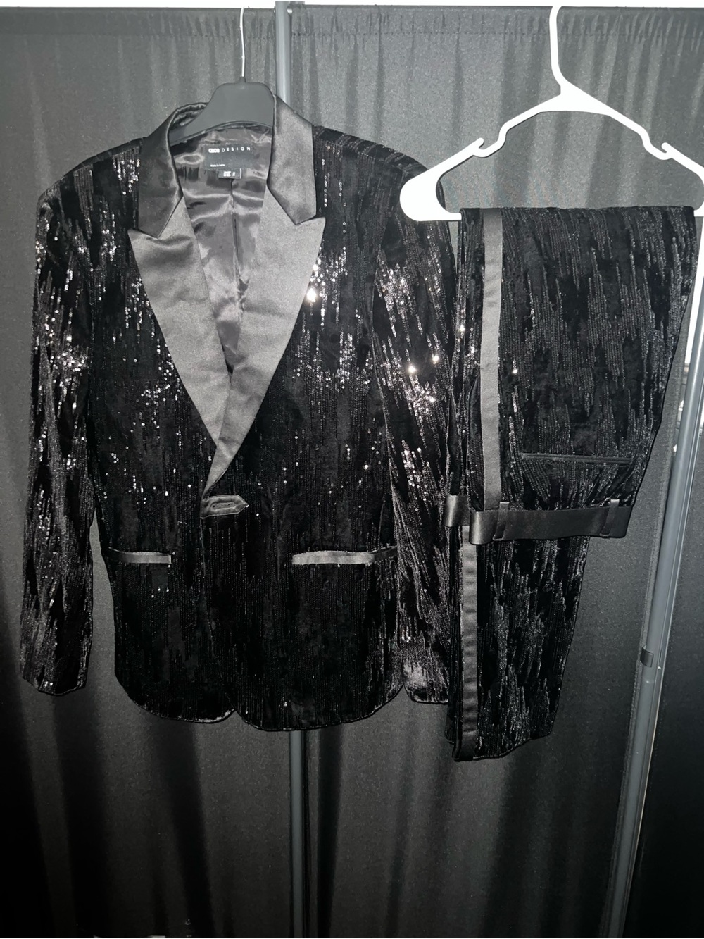ASOS Black Sequin Tuxedo Suit- Blazer and Matching Pants